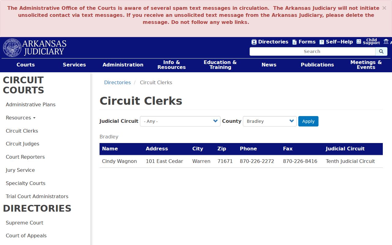 Bradley County active warrant circuit clerk directory