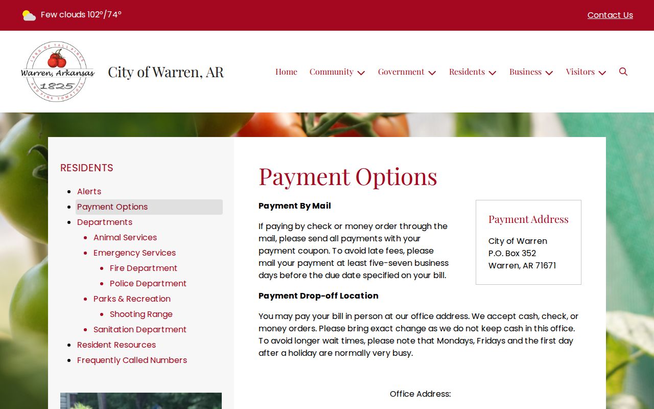 Bradley County bench warrant search Warren payment options