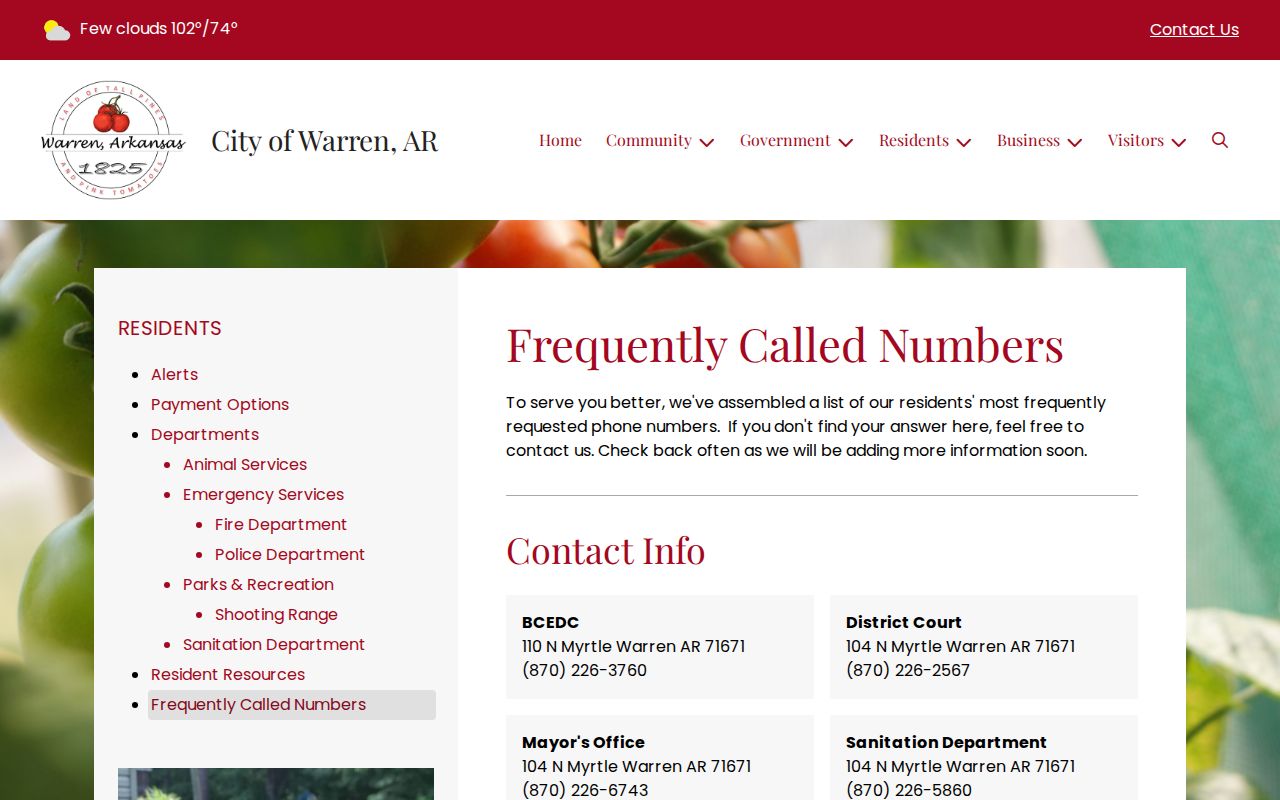 Bradley County bench warrant search District Court contact listing