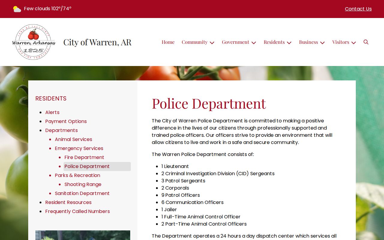 Bradley County bench warrant Warren Police contact